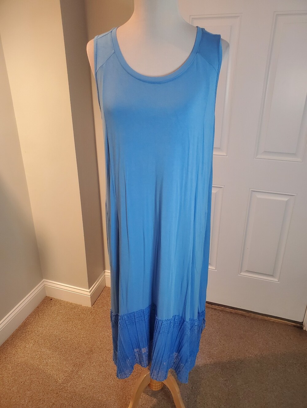 LOGO By Lori Goldstein Regular Rayon 230 Midi Dress With Broomstick Lace Hem